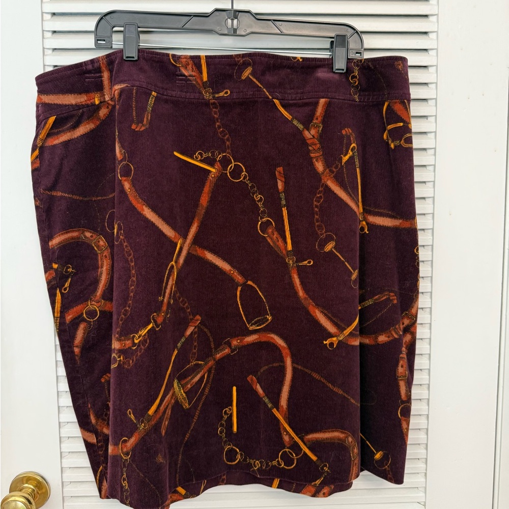 Talbots A-Line Skirt in Rich Burgundy and Bronze